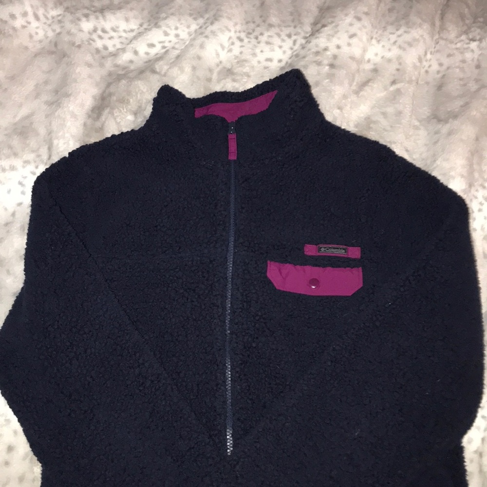 Sherpa Navy and Magenta Columbia Jacket WORN ONCE